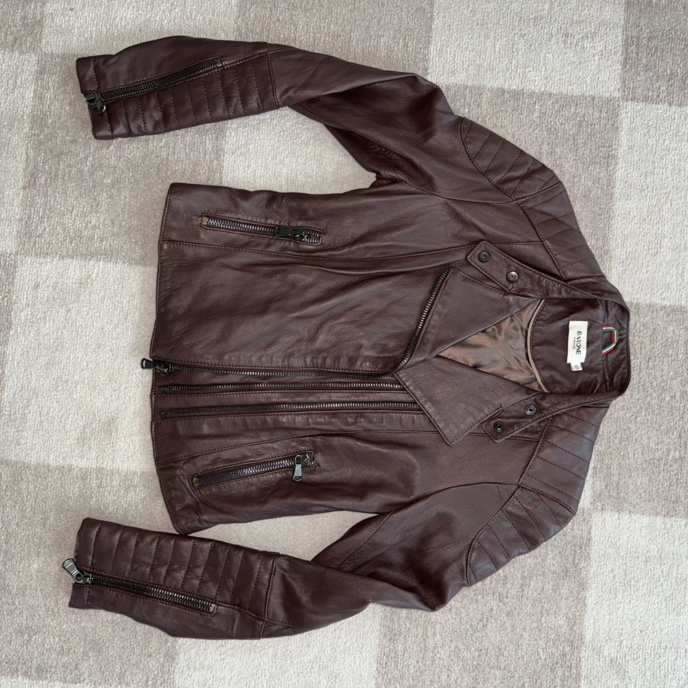 Elegant Dark Brown Leather Jacket for Women